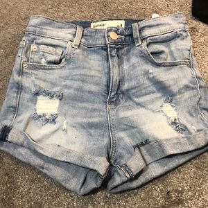 Light wash Jean shorts with some ripped detail